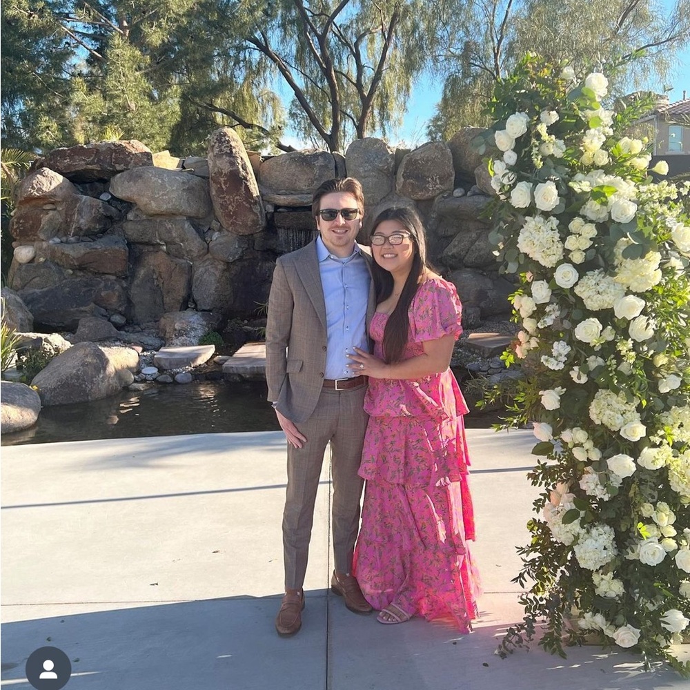 Pink tiered floral Entro dress